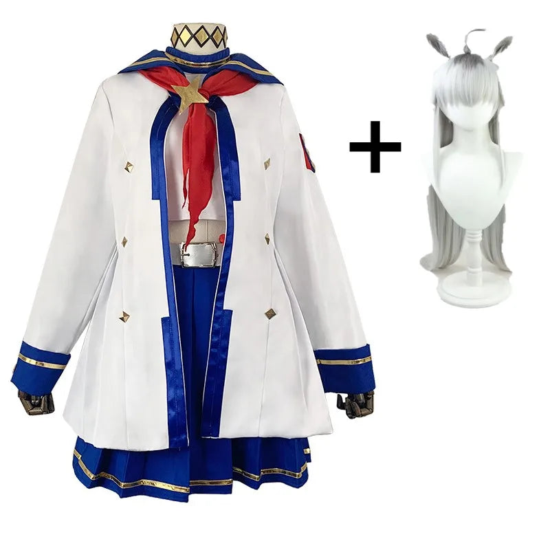 Game Umamusume: Pretty Derby Oguri Cap Cosplay Costume Wig Tail White Sailor Uniform Skirt Coat Woman Lovely Hallowmas Suit