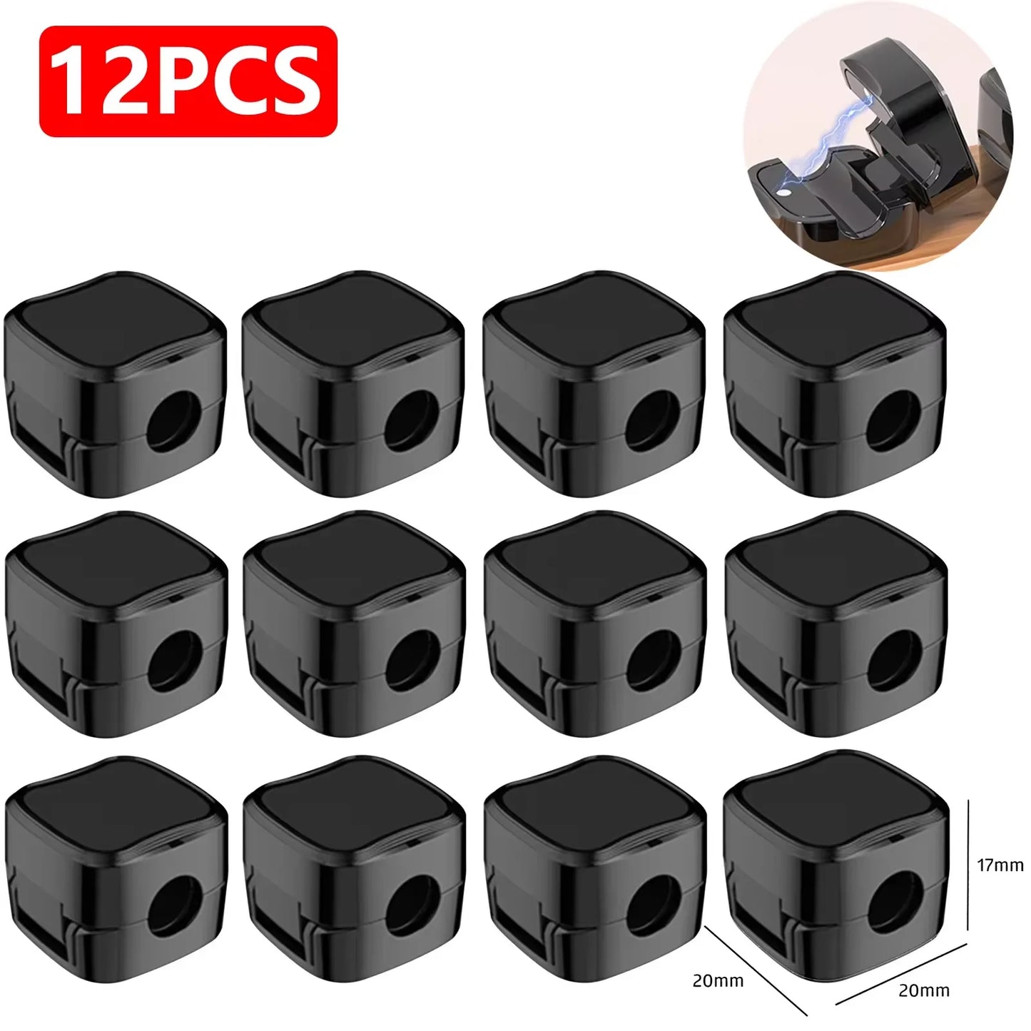 3-12 Pcs/Set Magnetic Cable Clips Cable Organiser Adjustable Cord Holder Under Desk Organizing Cable Management Holder