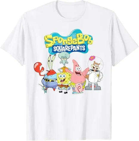 2026 Summer Hot Selling Fashion New SpongeBob Friends Cotton T-shirt Outdoor Hip Hop Leisure Fitness Street Wear T-shirt Large