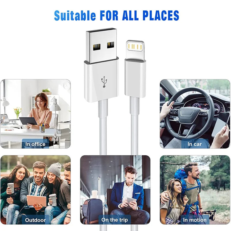 3A USB A To Lightning Fast Charging Cable For iPhone 14 13 12 Pro Max iPad USB A To iOS Data Cable Charger Accessories 1M 2M 3M