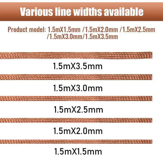 1.0-4.0mm Desoldering Mesh Braid Tape Copper Welding Point Solder Remover  Wire Soldering Wick Tin Lead Cord Flux For Soldering