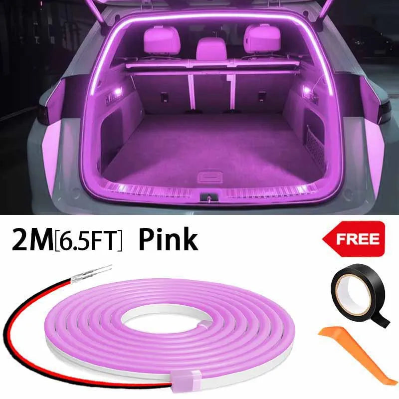 Car high brightness trunk lighting ambient light interior decoration LED wiring free automatic sensing tailgate light strip
