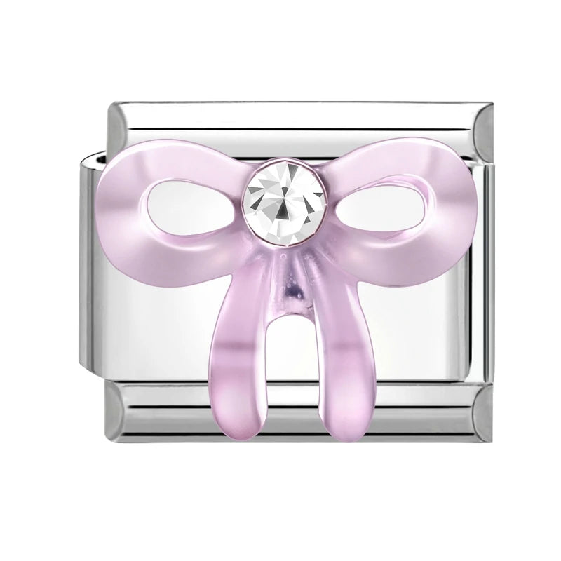 Zircon Moon Cherry Bow Knot Butterfly Heart Star Italian Charm Links Fit 9mm Bracelet Stainless Steel DIY Jewelry Making Gifts