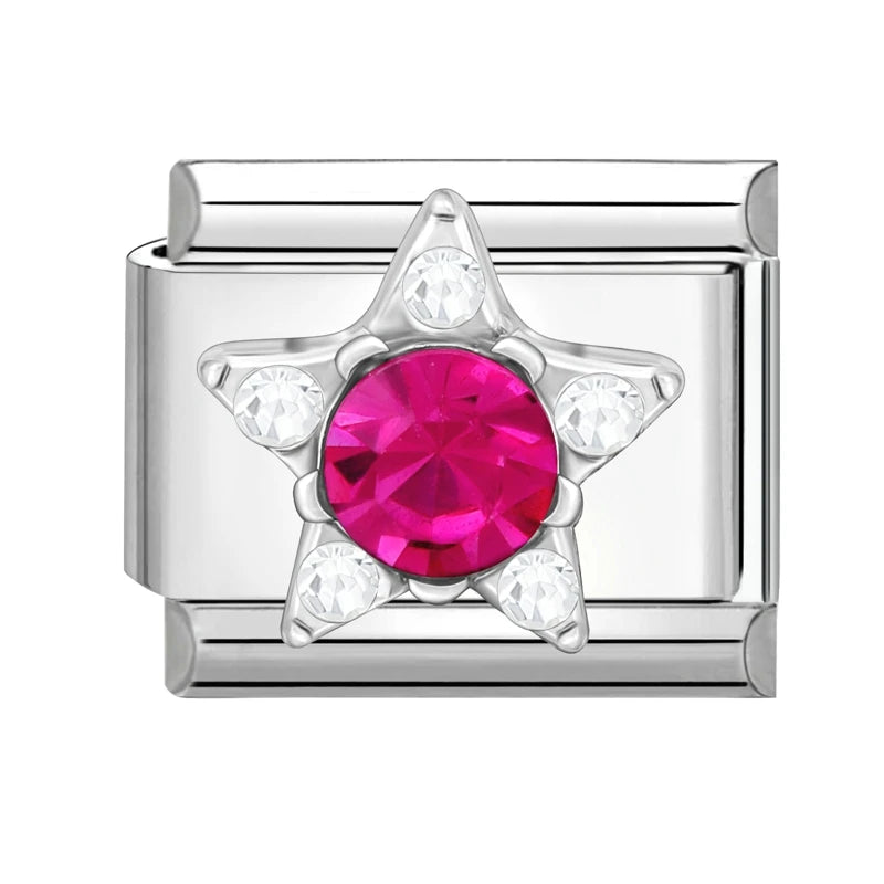 Zircon Moon Cherry Bow Knot Butterfly Heart Star Italian Charm Links Fit 9mm Bracelet Stainless Steel DIY Jewelry Making Gifts