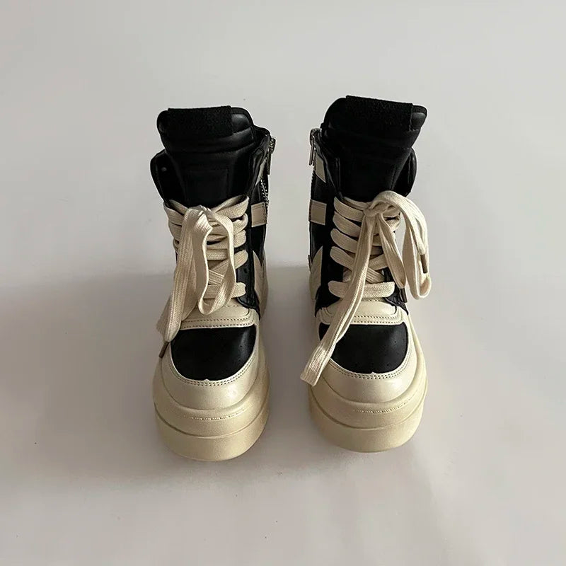 Thick Sole Ankle Boots Design High Top Shoes For Women 2025 Autumn And Winter New Height Increasing Casual Sports Board Shoes