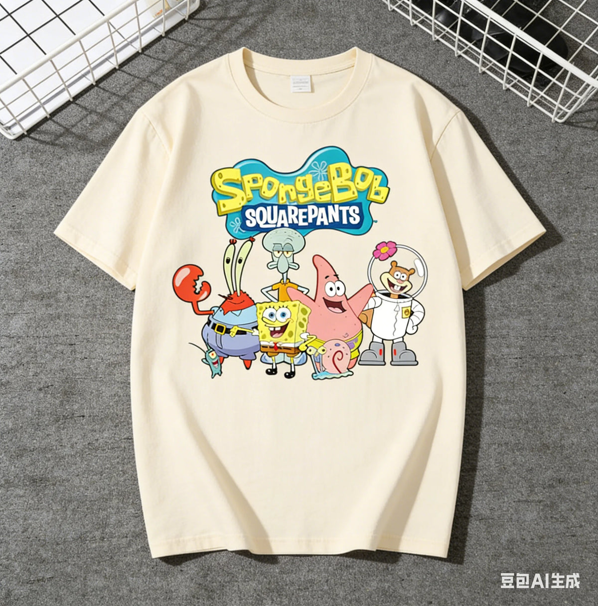 2026 Summer Hot Selling Fashion New SpongeBob Friends Cotton T-shirt Outdoor Hip Hop Leisure Fitness Street Wear T-shirt Large