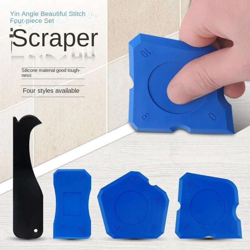4-Piece Silicone Caulking Tool Set - Versatile, Easy Clean-up, & Professional Sealant Spreading
