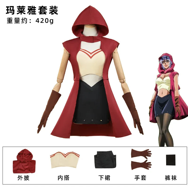 Anime JoJo Bizarre Adventure Cosplay Outfit Inner Wear Gloves Tights Mariah Cute Style Magnetic Girl Halloween Role Play Costume