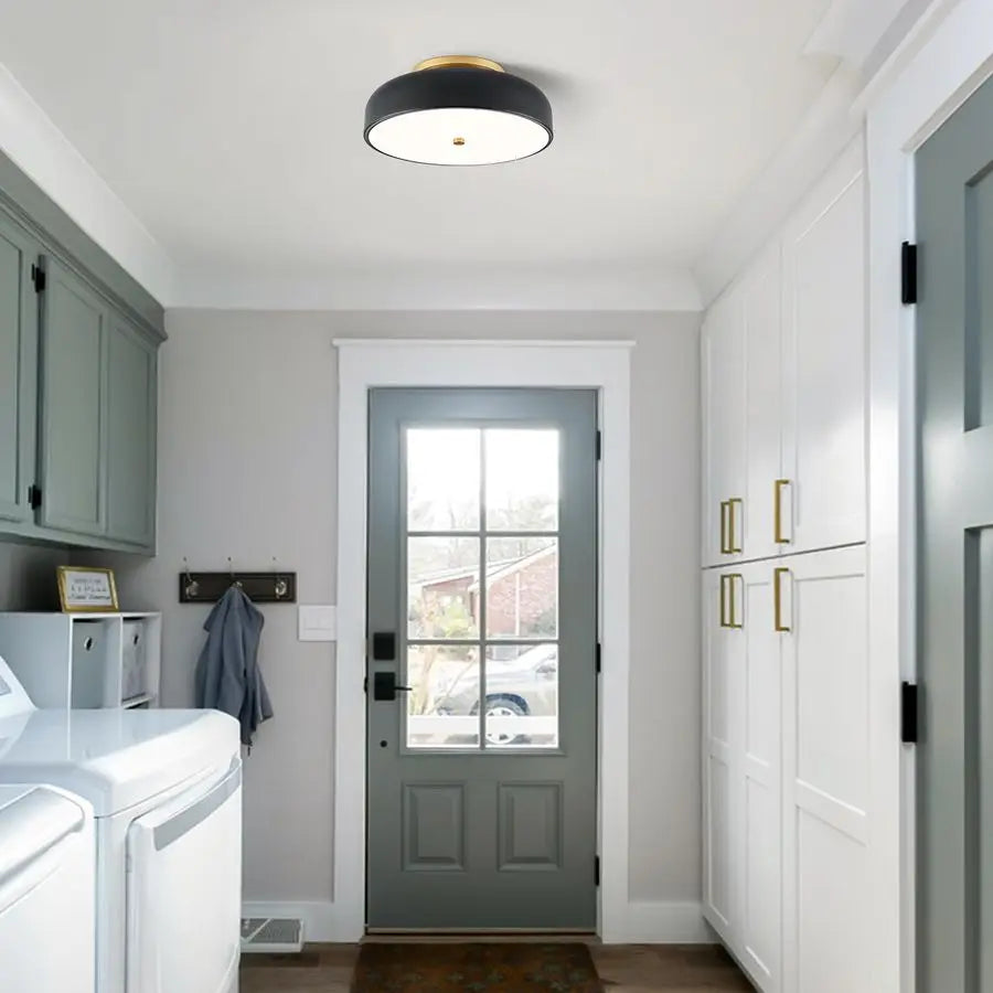 LED Ceiling Light Fixture, 2700K6000K 5CCT Modern MidCentury Semi Flush Mount Ceiling Light, Black Close to Ceiling Lamp for Kit