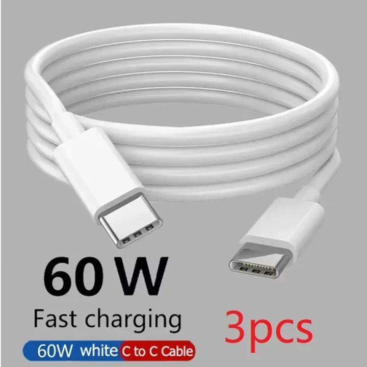 USB C Cable to USB C Fabric 60W PD Fast Charging Charger Cable Supports for iPhone 16 15 Samsung Xiaomi Huawei Fast Charging