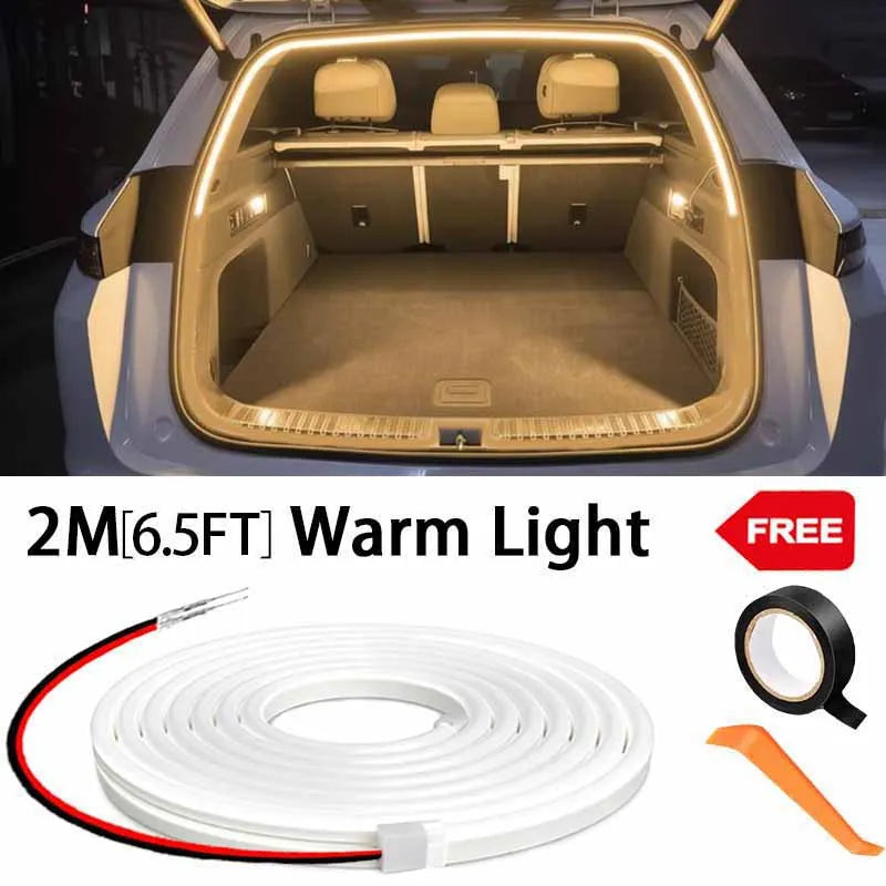 Car high brightness trunk lighting ambient light interior decoration LED wiring free automatic sensing tailgate light strip