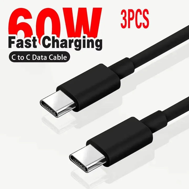 USB C Cable to USB C Fabric 60W PD Fast Charging Charger Cable Supports for iPhone 16 15 Samsung Xiaomi Huawei Fast Charging