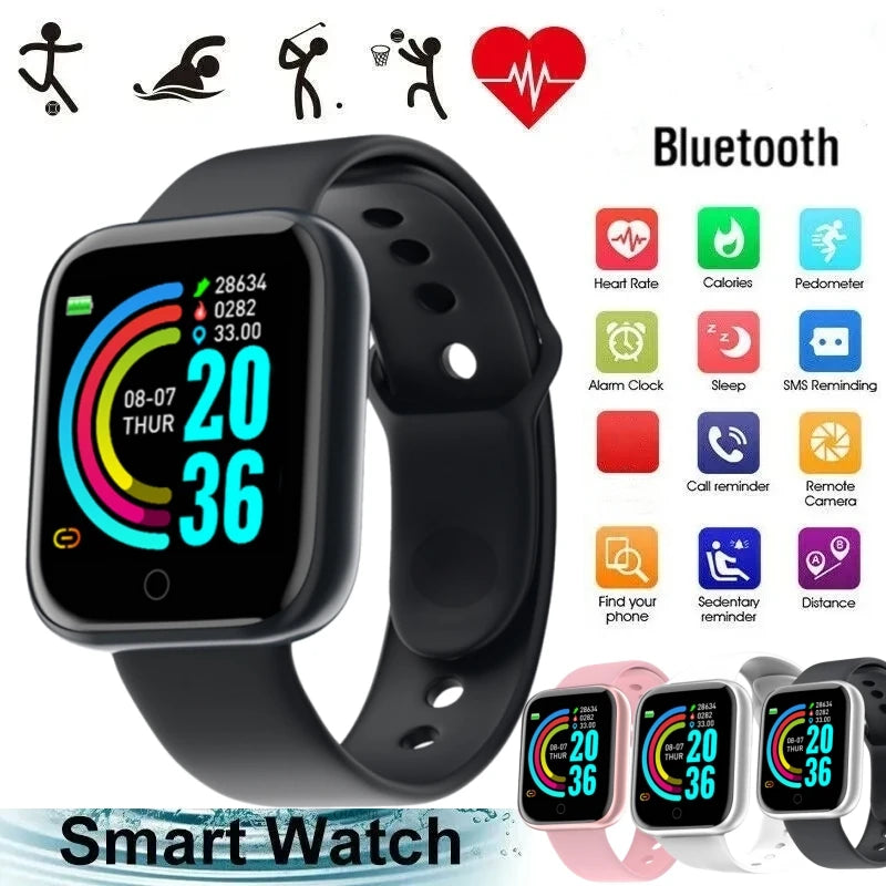 Men Watches Smart Watch For Women Fitness Heart Rate Monitor Sports Smartwatch Electronic Calory Music Control Y68 Bracelet Kids