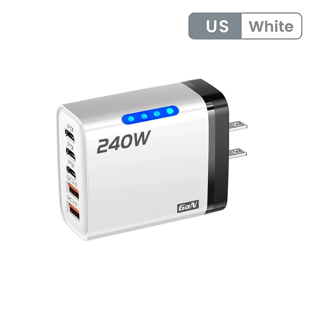 240W 5 Ports USB PD Charger Type C Quick Charge Phone Chargers USB Fast Charging Adapter For Various Types Of Mobile Phones New