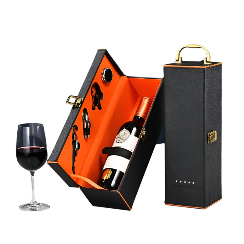 Luxury Leather Wine Gift Box with Sommelier Tools