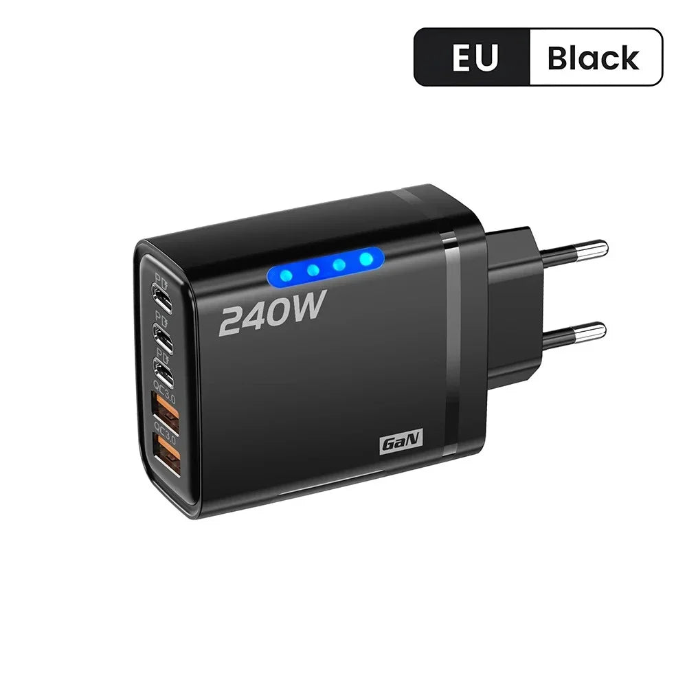 240W 5 Ports USB PD Charger Type C Quick Charge Phone Chargers USB Fast Charging Adapter For Various Types Of Mobile Phones New
