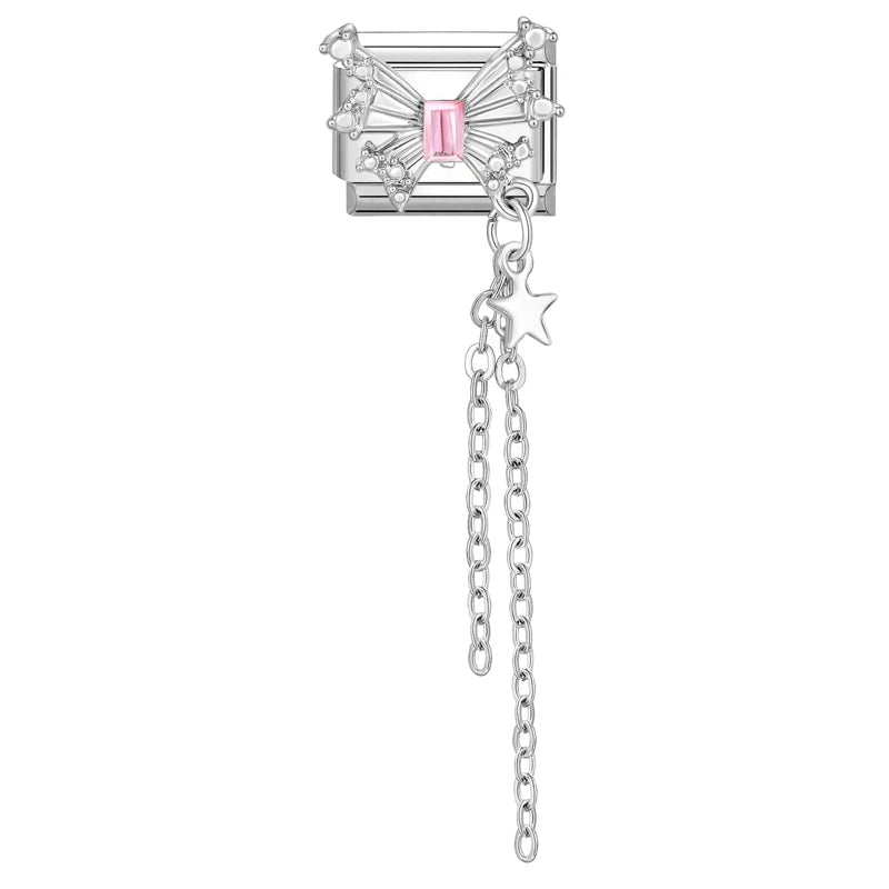 Zircon Moon Cherry Bow Knot Butterfly Heart Star Italian Charm Links Fit 9mm Bracelet Stainless Steel DIY Jewelry Making Gifts