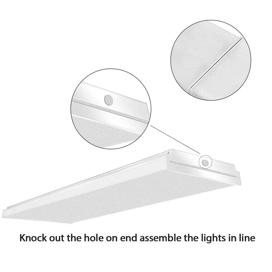4FT LED Wraparound Light 60W LED Office Lights, 7200lm, 4000K Neutral White, 4 Foot Flush Mount Wrap Shop Puff Ceiling Lighting