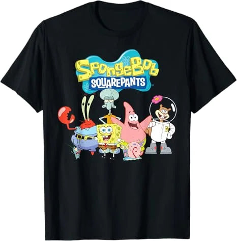 2026 Summer Hot Selling Fashion New SpongeBob Friends Cotton T-shirt Outdoor Hip Hop Leisure Fitness Street Wear T-shirt Large
