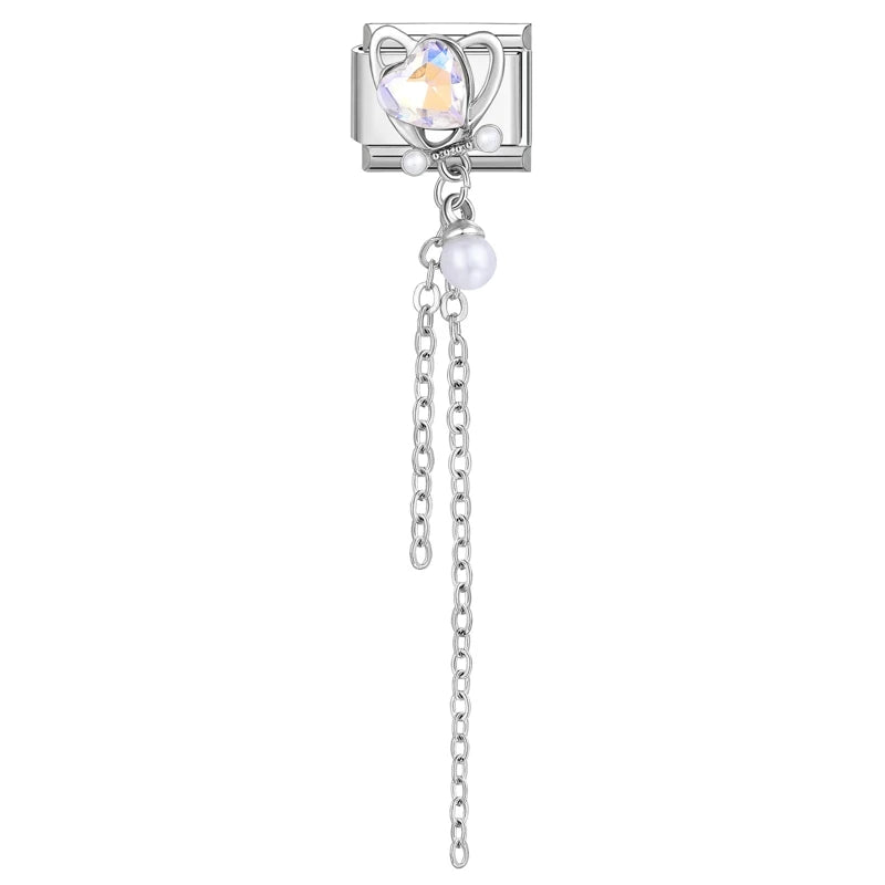 Zircon Moon Cherry Bow Knot Butterfly Heart Star Italian Charm Links Fit 9mm Bracelet Stainless Steel DIY Jewelry Making Gifts