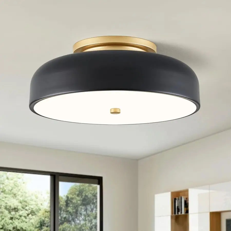 LED Ceiling Light Fixture, 2700K6000K 5CCT Modern MidCentury Semi Flush Mount Ceiling Light, Black Close to Ceiling Lamp for Kit