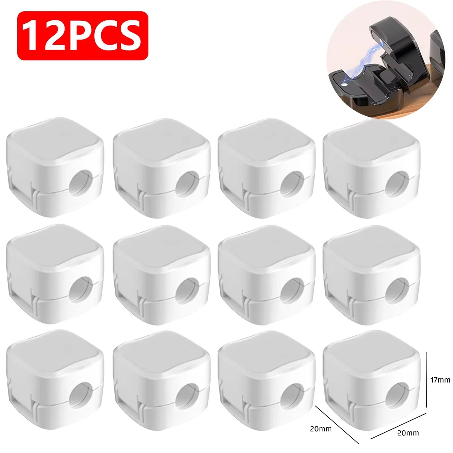 3-12 Pcs/Set Magnetic Cable Clips Cable Organiser Adjustable Cord Holder Under Desk Organizing Cable Management Holder